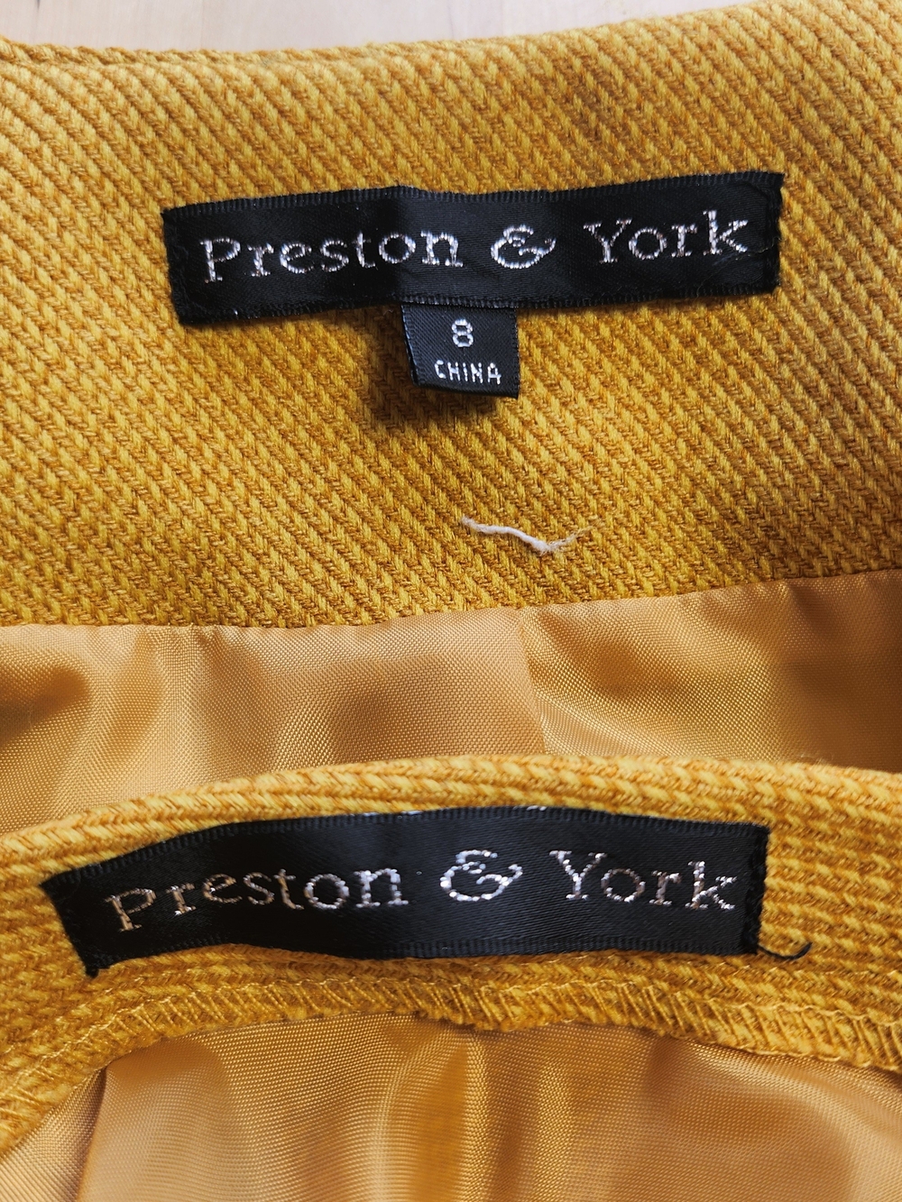 Preston & York Sz 8 Mustard Yellow Ruffle-Trim Skirt Suit - Picture 3 of 7